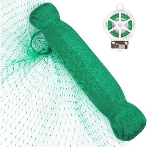 4m×10m Filet Anti Oiseaux Kit, Filets pour Jardin avec 20m de Fil de Jardin, Filet Protection Fraisier à Mailles Fines Polyvalent pour Plantes, Graines d'herbe, Couvertures de Bassin (Vert) (1/5)