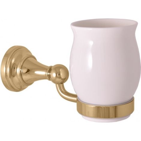 Porte-verre rétro MORAVA en laiton doré et céramique 16,1x6,7 x10,8cm (1/3)