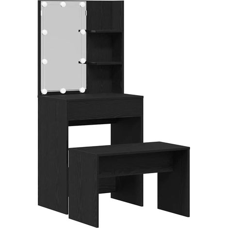 Ensemble de Coiffeuse，Table de maquillage avec tiroir Chêne noir 60 x 40 x 140 cm CFW963639 (1/4)