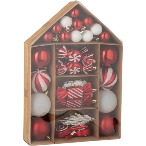 Lot de 59 Boules de Noël "Bonbons" 34cm Rouge & Blanc