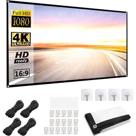 Écran de projection vidéoprojecteur 60 pouces - Double face - Projection 16:9 - HD 4K - Écran de projection portable - Convient pour la maison, le bureau, l’école et l’extérieur (1/5)