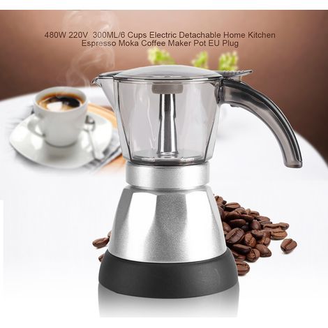 Cafetière électrique moka 480 W 220 V 300 ml/6 tasses, amovible, prise européenne (1/5)