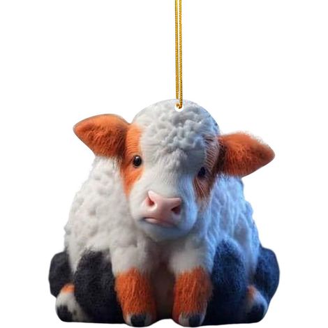 Ornement créatif de Noël : Buffle des Highlands, sapin de Noël, décoration de plateau Yak, pendentif en acrylique. (1/2)
