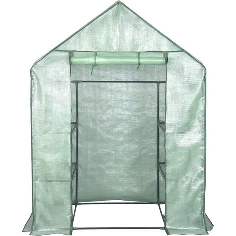 CHICFURN Invernadero de jardín 143 x 215 x 195 cm verde de acero y film PVC para tomates (1/5)