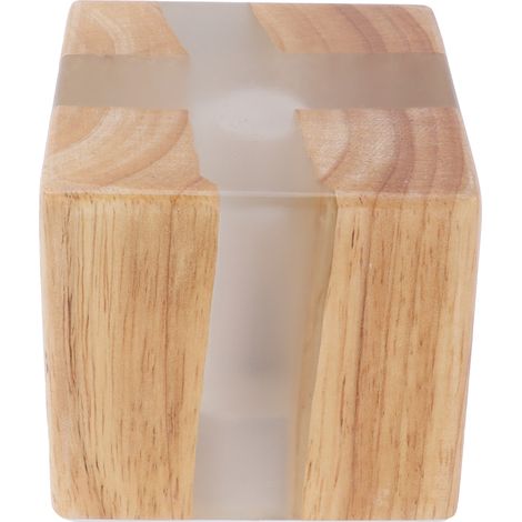 Applique murale en bois massif à grain craquelé, lampe de couloir décorative, applique carrée en bois massif, veilleuse de chevet, lumière blanc chaud (1/5)