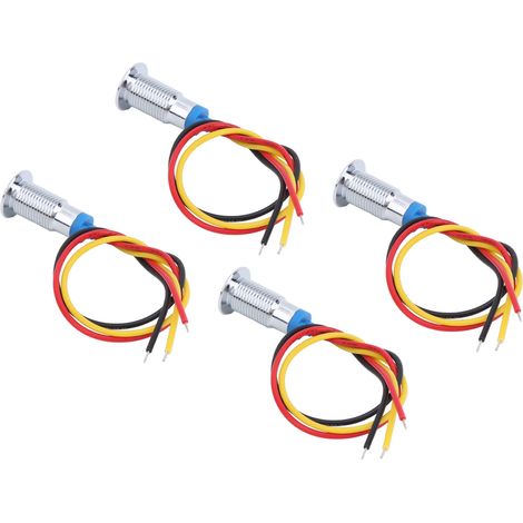 Jeu de 4 Feux de Signalisation LED 8mm Rouge et Jaune, Anode Commune, Étanches en Métal pour 12-24V