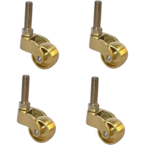 ruote girevoli in ottone massiccio da 25 mm, girevoli a 360°, ruote mobili, ruote per mobili in gomma, tipo stelo filettato, capacità di carico 150 kg (colore: M8x27mm-A, dimensioni: 25 mm)
