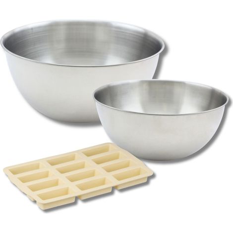 Set comprenant 1 Moule Silicone, 1 spatule Zenker, 2 bols à mixer en inox Fackelmann