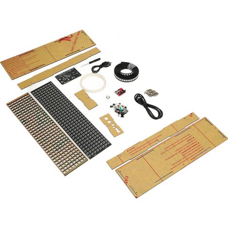 Kit de Soudure Horloge Numérique RVB Complet Palette Couleurs Réglable Contrôlé par la Voix Matrice de Points 32x8 Spectre Composants Électroniques Projet DIY (1/5)