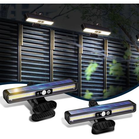 Lot de 2 - Lampes Solaires Extérieures avec Détecteur de Mouvement (1200 mAh, 3 Modes Spot, IP55 Étanche) - Projecteur Solaire pour Éclairage de Sécurité Sans Fil pour Jardin, Garage et Patio (1/3)