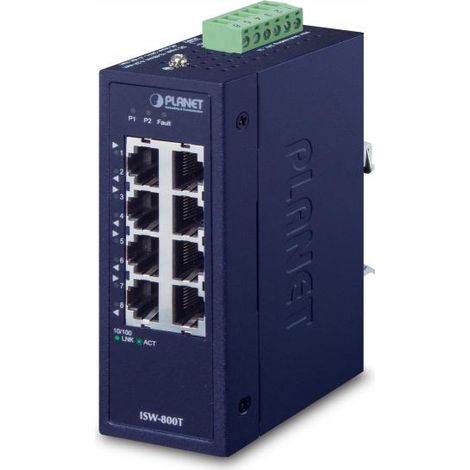 PLANET ISW-800T switch di rete Non gestito L2 Fast Ethernet [10/100] Blu (IP30 Compact size 8-Port - 10/100TX Fast Ethernet Switch - [-4075 degrees C] - Warranty: 60M) (1/3)