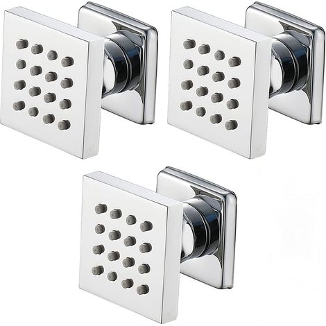 Cabezal de ducha de latón cromado de 2 pulgadas con rociador lateral, accesorios para grifo de masaje, spa, montado en la pared, rociador lateral de ducha ajustable, 3 piezas (1/3)