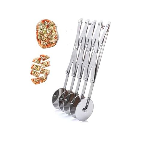 Rueda Cortadora de Pizza de 5 Hojas, Divisor de Masa de Acero Inoxidable, Cortador de Pizza y Galletas, Cuchillo Repostero para Hornear (1/4)