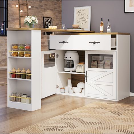 Mesa comedor extensible con almacenaje blanca OKMYHOME (1/5)