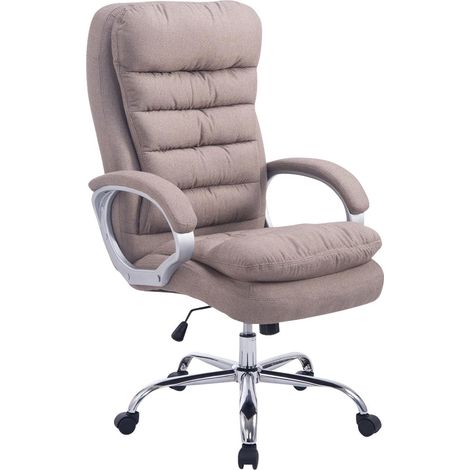 Fauteuil de bureau ergonomique et confortable jusqu'à 235 kg en tissu taupe et métal chromé 100002405