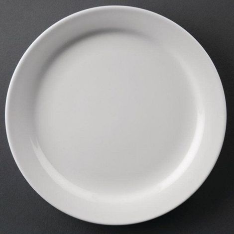 Lot de 12 assiettes rondes à bord étroit (Ø)205 mm, en porcelaine (1/5)