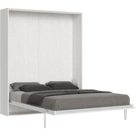 Letto matrimoniale a scomparsa 160 Kentaro bianco frassino