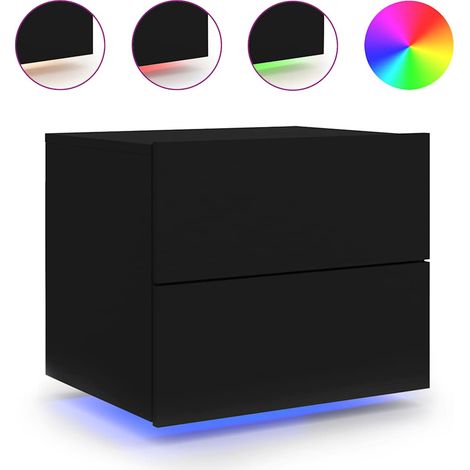 Maison Exclusive - Mesita de noche de pared con luces LED negro (1/5)