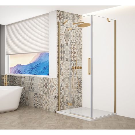 TRINITY GOLD MATT paravent carré 800x800mm, verre clair, gauche (1/4)