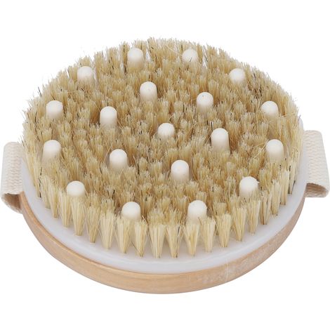 Brosse Sèche Corporelle à Poils Naturels pour Exfoliation Peau Sèche et Circulation Sanguine (1/5)