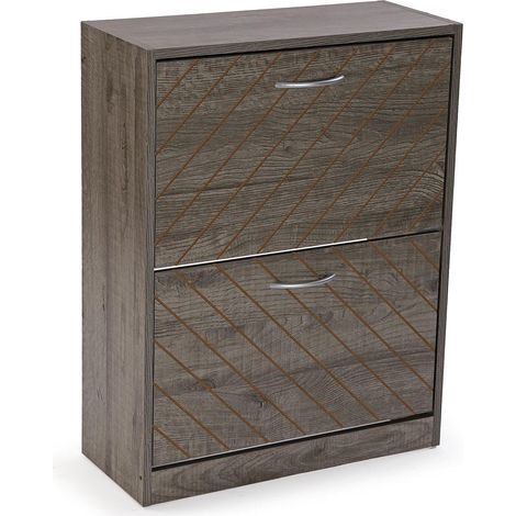 étagère à Chaussures de Style Rustique, Dimensions (H x L x L) 74,5 x 57 x 24 cm, Gris (1/4)