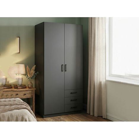 Dmora - Guardaroba 2 ante Sultani, Mobile camera da letto, Cabina armadio portabiti, Armadio appendiabiti, 99x50 h200 cm, Grigio (1/5)