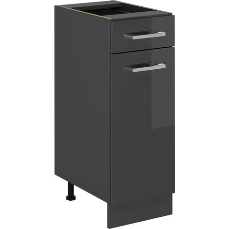 Mobiletto base per cucina R-Line, Antracite lucido, 30 cm senza piano di lavoro, Vicco