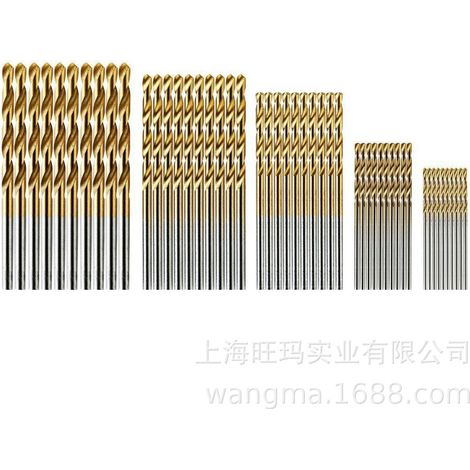 Coffret de 60 forets en titane Fried Dough Twists, accessoires de perçage, forets HSS 1/1,5/2/2,5/3/3,5 mm, pour le bois, le plastique et l'aluminium (doré).
