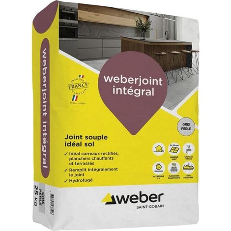 Joint de carrelage WEBERJOINT INTEGRAL - sac 25 kg - gris ciment