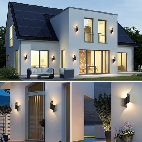 Applique murale extérieure, 10W, lumière blanc chaud 3000K, étanche IP65, abat-jour en spirale métallique.