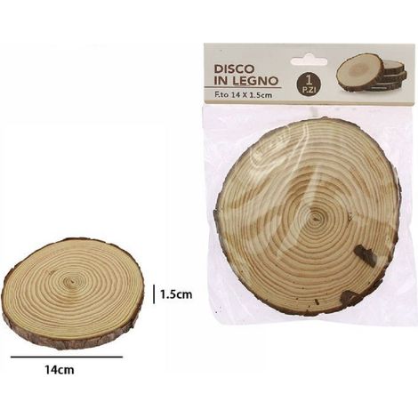 TrAdE Shop Traesio - Disco Di Legno Base Tronco Decorativa Per Ornamento Casa 14x1.5 Cm Rotondo 72111 -