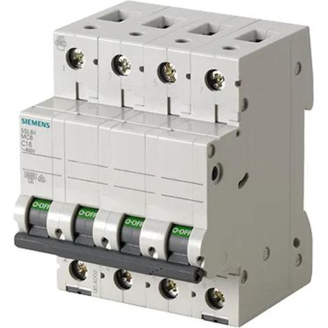 Interruttore modulare tetrapolare neutro Siemens 6 kA
