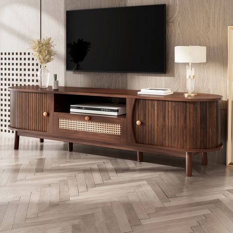 Mueble TV con puertas correderas y cajones de ratán OKMYHOME (1/5)