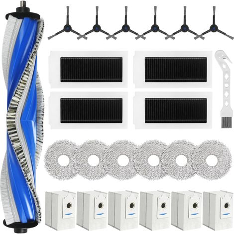 Lot 24 Accessoires pour Robot Aspirateur ECOVACS DEEBOT X5 Omni / X5 Pro Brosse Rouleau + 6 Sacs + 6 Lingettes + 4 Filtres + Brosses Latérales + Brosse de Nettoyage (1/5)