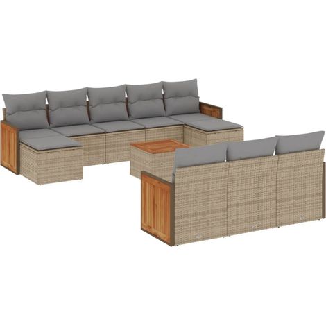 Maison Exclusive - Set de sofás de jardín 11pzas con cojines ratá (1/3)