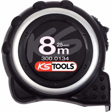 Ks Tools – Mètre à ruban 8 m x 25 mm – Acier avec traitement nylon anti-usure – Boîtier bi-composant ABS – Graduation facile à lire - mx25mm (1/3)