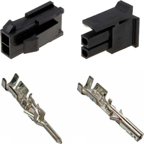 Kit Connecteur Micro Fit 1x2 Voies - 4 Pièces - Nylon Renforcé - Connexion Électrique Sécurisée - Pour Électronique et Domotique - Noir