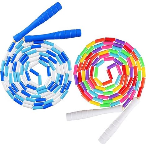 Corde à Sauter Perles - 2,13 m et 2,74 m Réglables - Corde à Sauter Segmentée pour Enfants et Adultes - 2 Pièces (1/5)