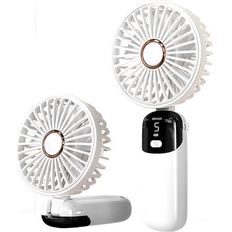Handheld Fan, Mini Portable Fan USB Desk Fan, Small Pocket Fan 5 Speeds with Base, Spray Fan for Home, Office, Travel (1/5)