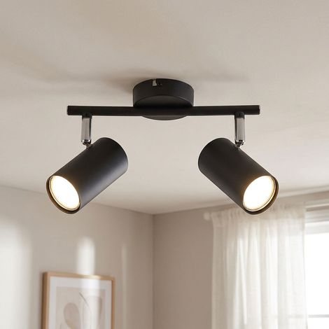 Deckenleuchte Deckenstrahler Spots verstellbar Wohnzimmerlampe Schwarz L 25 cm