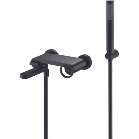 Grifo monomando para bañera o ducha con un diseño moderno de acabado negro mate Olimpo de Imex