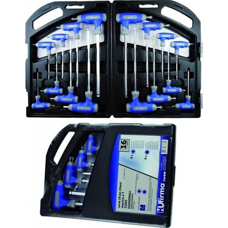 Juego de destornilladores Hu-Firma, llave Allen/Torx, mango en T, 16 piezas