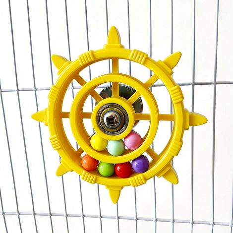 Jouet tournant à perles colorées pour perroquet, anti-stress et auto-divertissement, adapté pour perruches, conures, décoration de cage à oiseaux. Perles de couleur jaune (1/4)