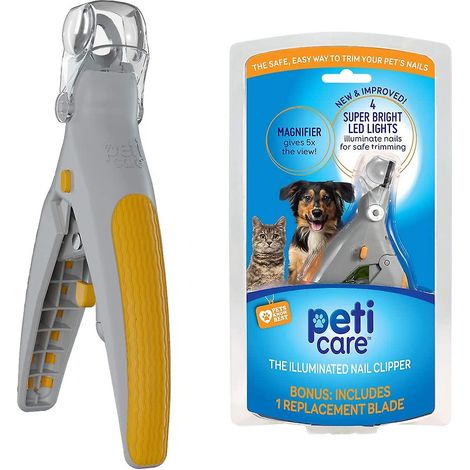 HOXILEELEO - Coupe-ongles lumineux LED Peticare pour animaux de compagnie - Idéal pour couper les ongles et les griffes des chats et des chiens, grossissement x5 faisant également office de piège à on (1/4)