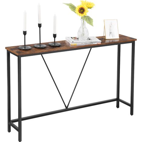 Table Console, Bout de Canapé Fin pour Salon, Montage Facile, Marron (1/5)