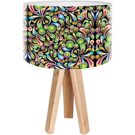 Lampe de chevet ethno foto-059 - Bois clair, blanc (1/3)