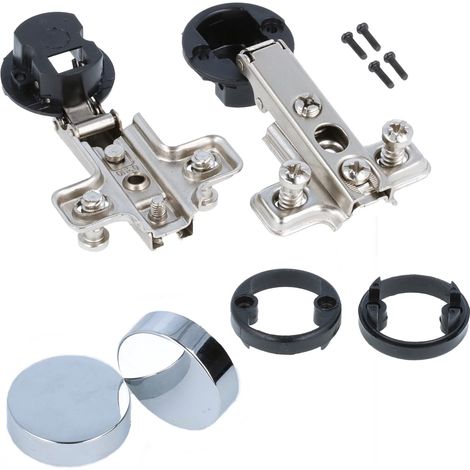 1 Set Topfbänder Glastürscharniere 26mm Topf Vitrinenscharnier Eckanschlag Rund (1/5)