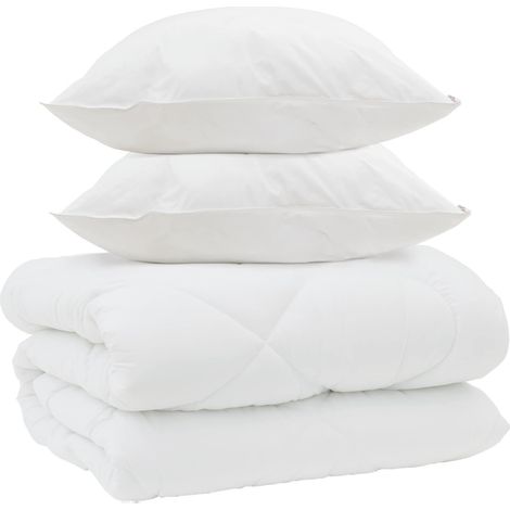 Duvet d'hiver avec oreiller 3 pcs Blanc Microfibre (1/5)