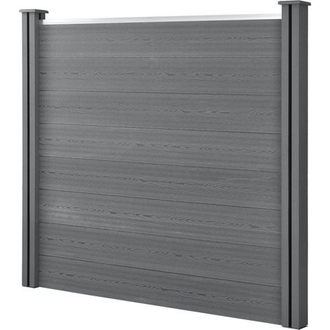 Recinzione per privacy da giardino con 2 montanti, tavole in legno composito WPC, 165 x 162 cm, grigio 030006580