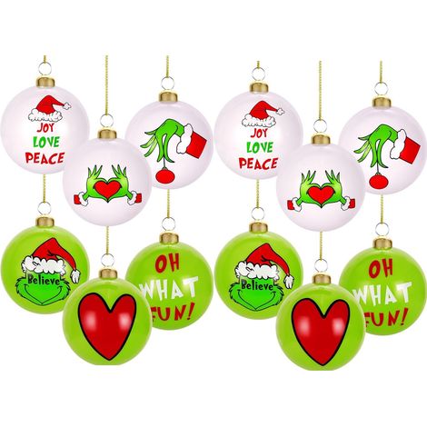 Decoraciones navideñas, juego de 12 adornos navideños verdes y blancos, 6 cm (1/5)